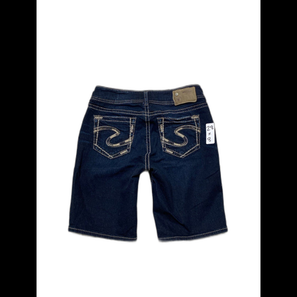 28 Silver Suki Midrise Bermuda Dark Wash Shorts